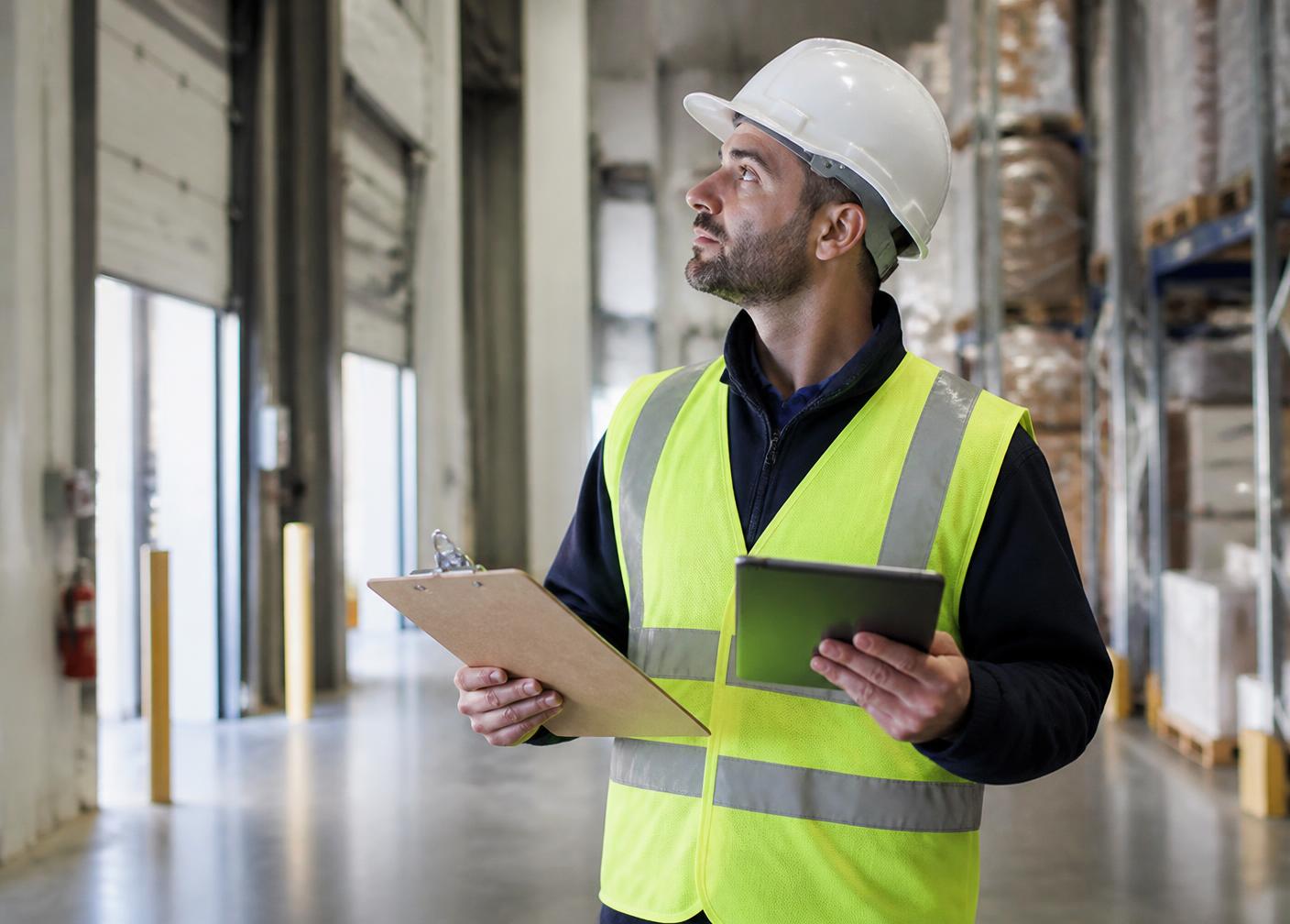 Safety inspector reviewing a facility