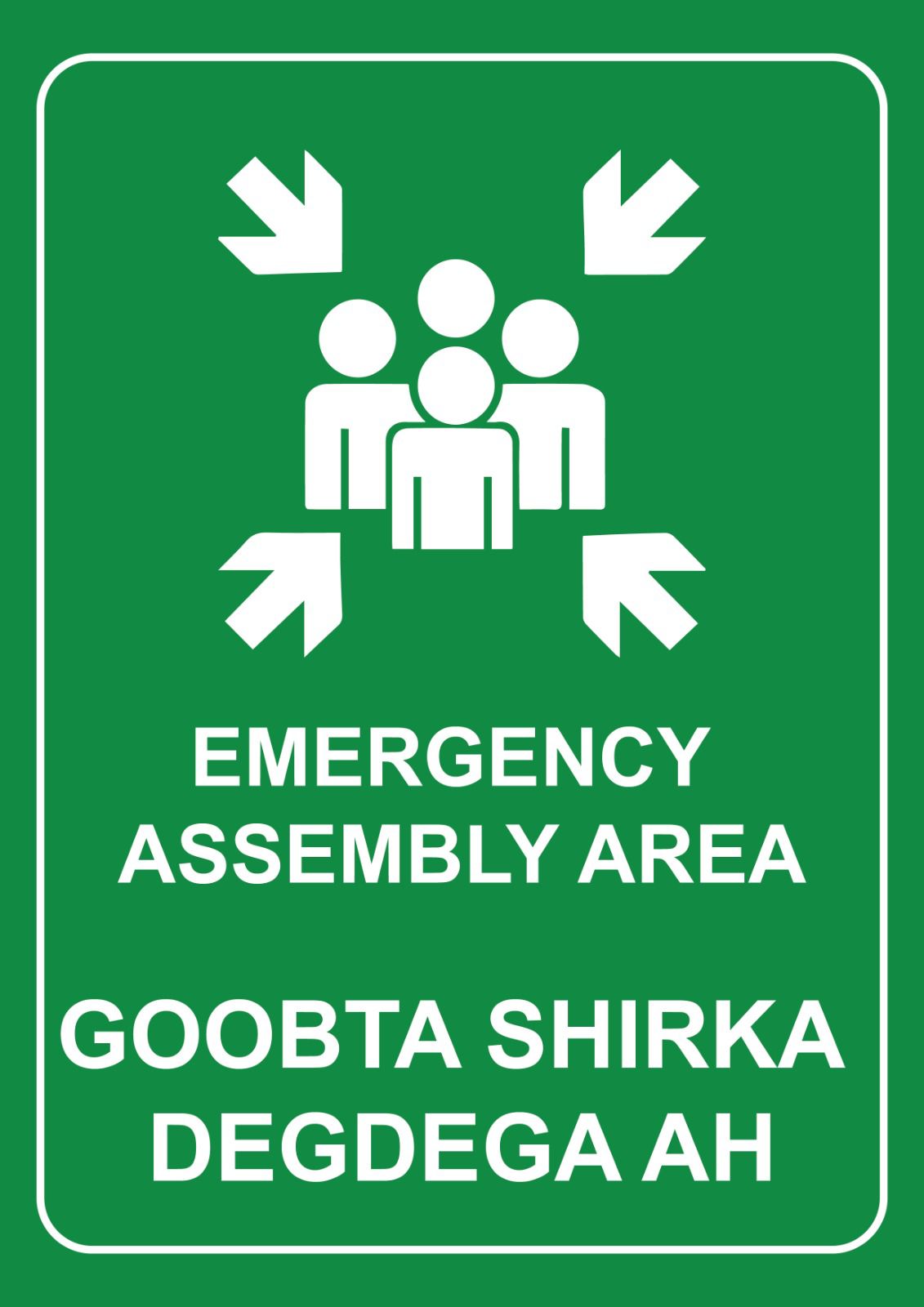 Emergency assembly area sign